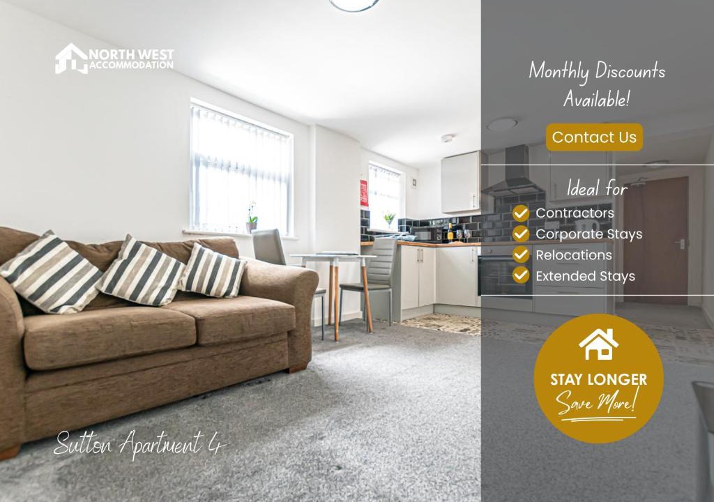 St Helens Apartment | Modern Serviced Apartments in St Helens with Free WiFi Ideal for Leisure or Work Stays by North West Accommodation
