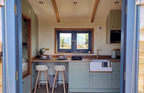 Llanon Cottage | FIR TREE SHEPHERD'S HUT, romantic, with hot tub in Llanon