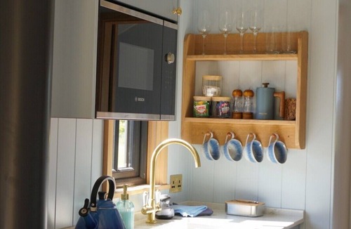 Menai Bridge Apartment | Luxury Shepherds Hut with hot tub, firepit and gas barbeque
