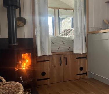Hackness Ski Chalet | Shepherds hut, Eco, Log burner Hot tub NY moors