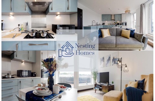 Dartford Apartment | Step Free 2 Bed 2 bath Oasis Flat Close to David Lloyd Gym with Fully Equipped Kitchen& Parking in Dartford Mins from station and 45 mins into Central London