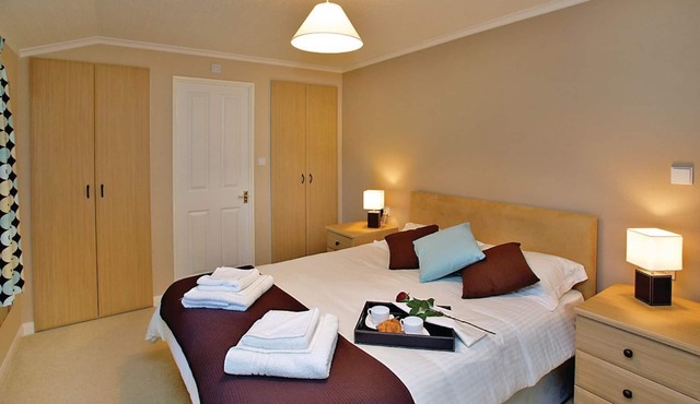 Spacious and contemporary lodge with one king size double with ensuite shower and one twin. in Cullompton